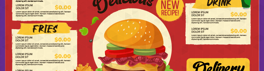 ملف Illustrator الذي يحتوي على تصميم قائمة طعام